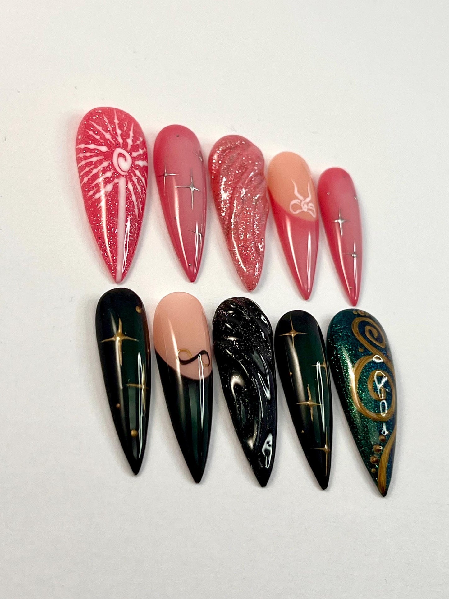 Wicked Inspired Handpainted Press-On Nails