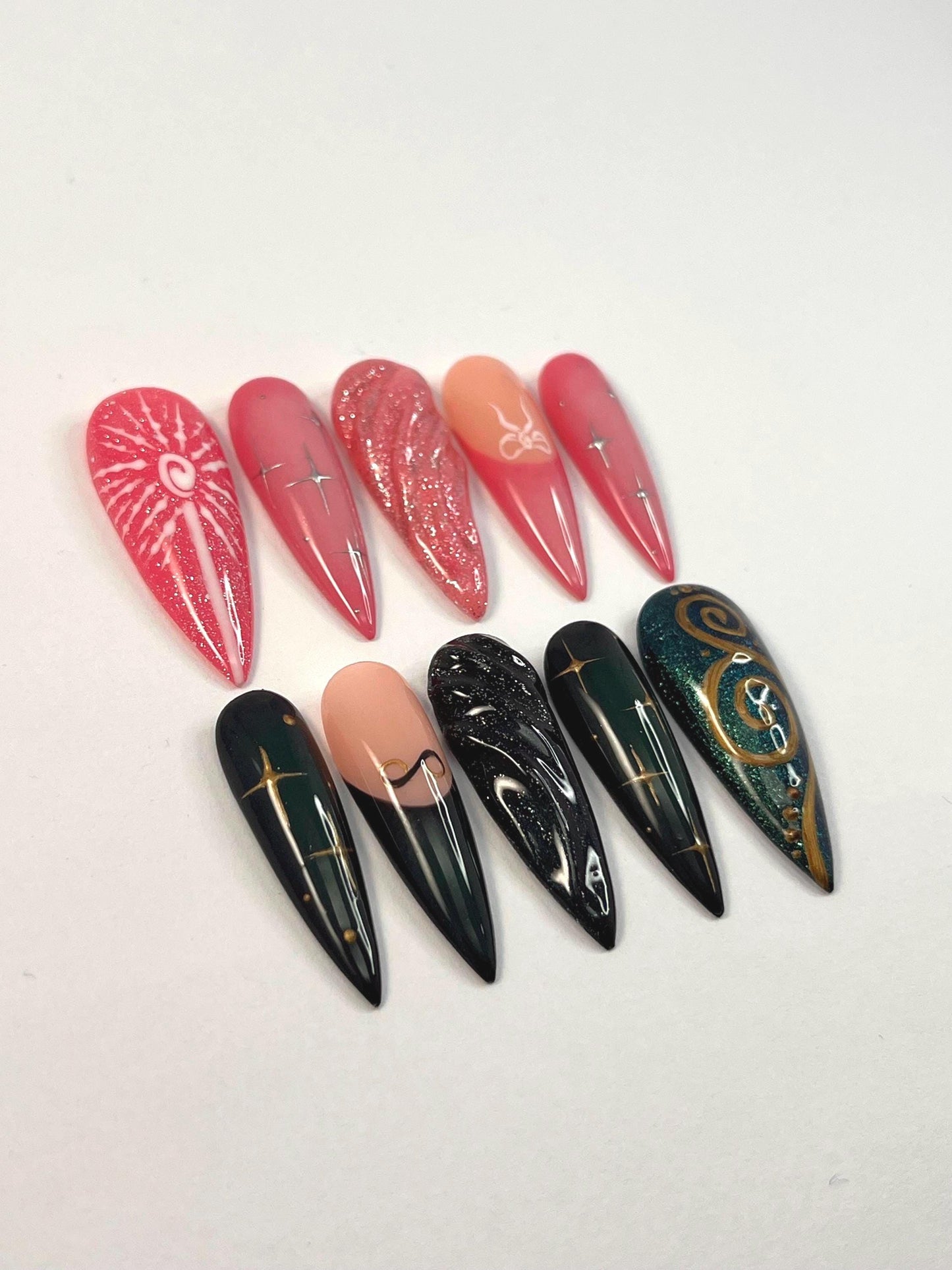 Wicked Inspired Handpainted Press-On Nails