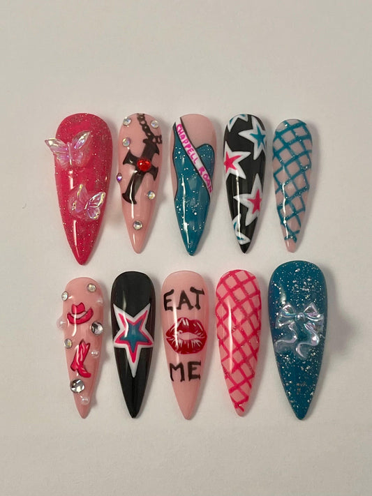 Chappell Roan Inspired Handpainted Press-On Nails