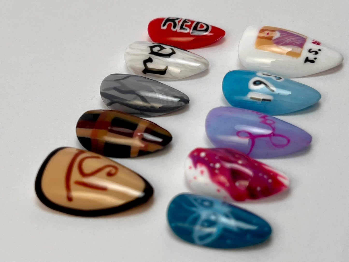 Taylor Swift Album Cover Inspired Handpainted Press-On Nails