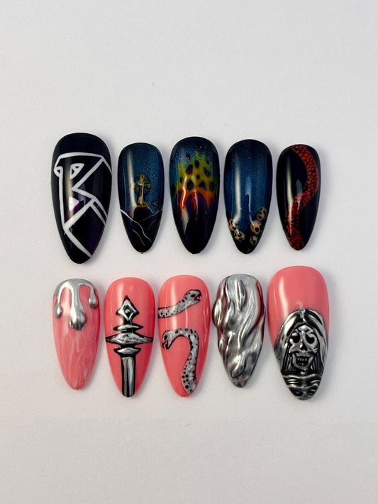 Beartooth Band Inspired Handpainted Press-On Nails