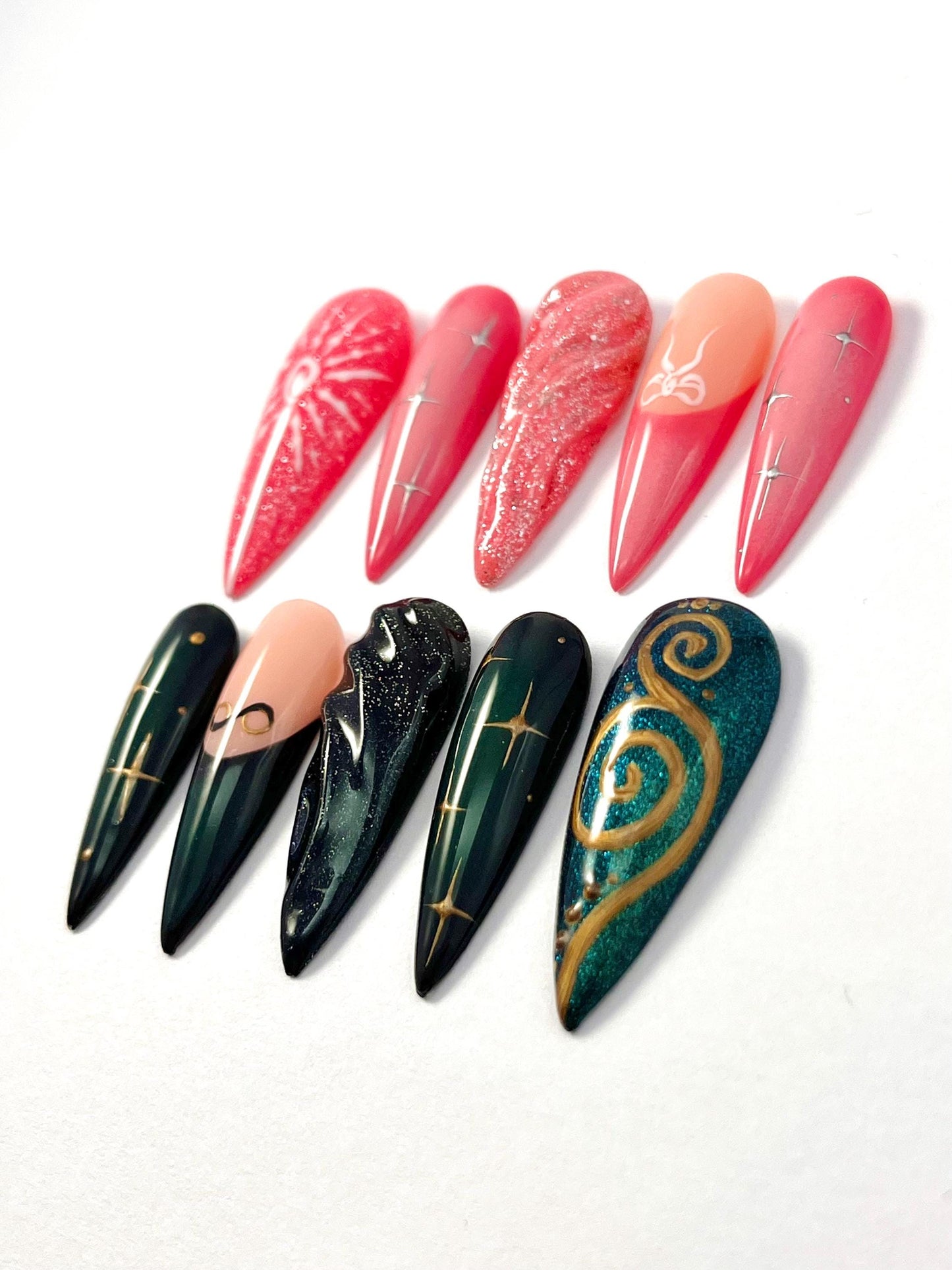 Wicked Inspired Handpainted Press-On Nails