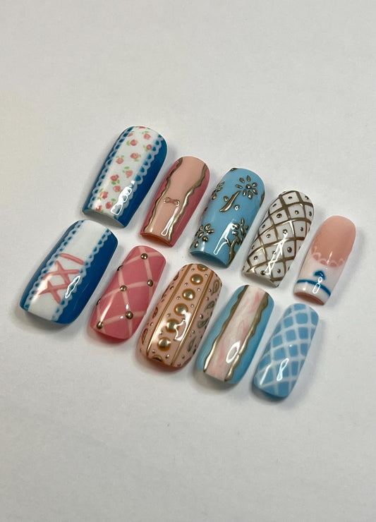 Barbie Princess and the Pauper Inspired Handpainted Press-On Nails