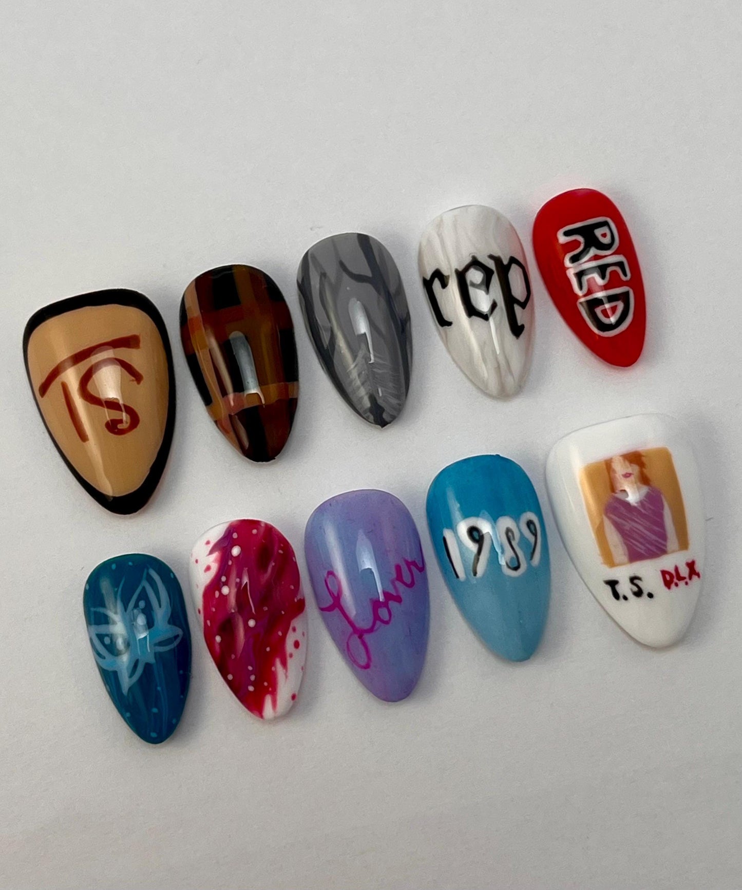 Taylor Swift Album Cover Inspired Handpainted Press-On Nails