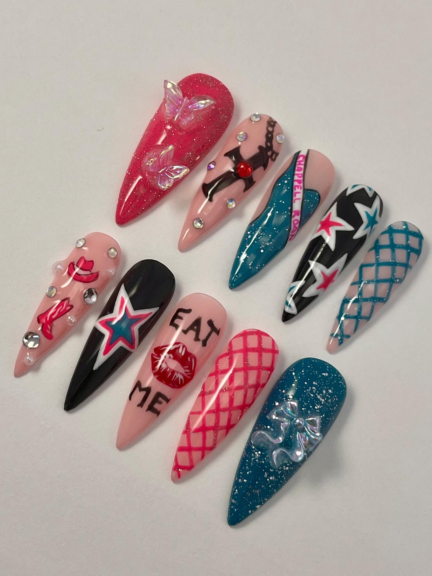 Chappell Roan Inspired Handpainted Press-On Nails