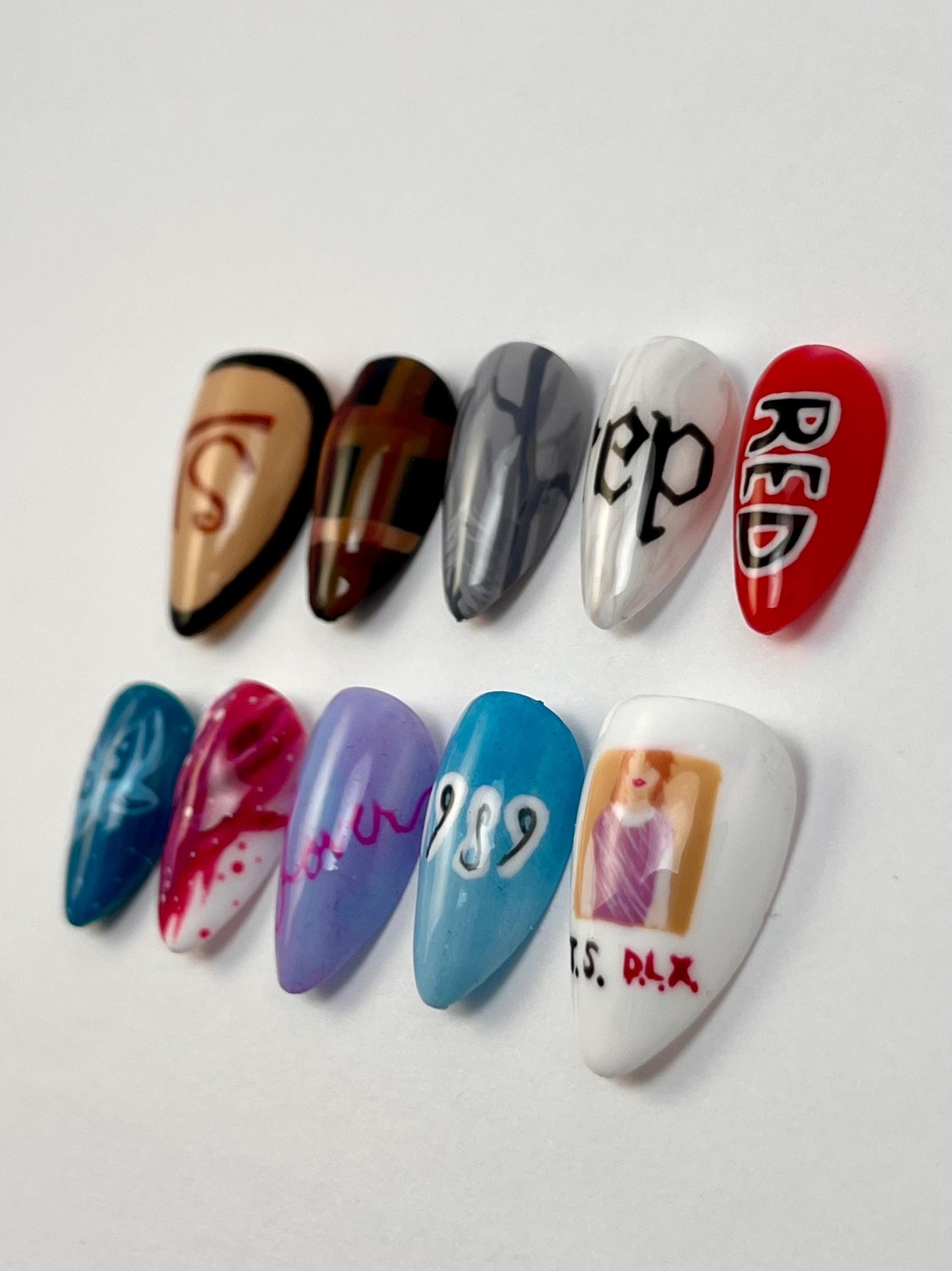 Taylor Swift Album Cover Inspired Handpainted Press-On Nails