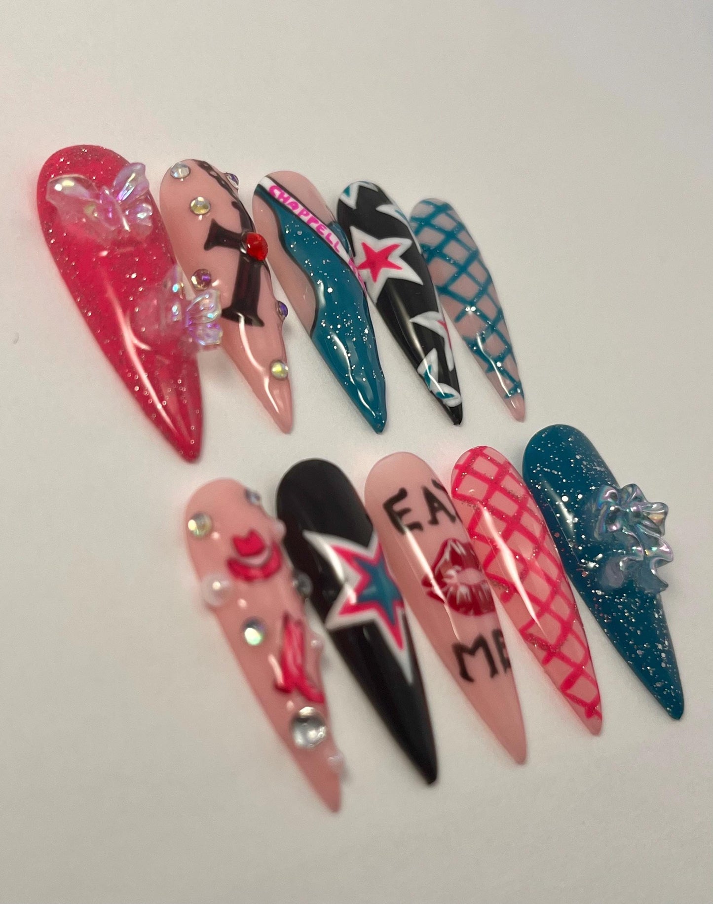 Chappell Roan Inspired Handpainted Press-On Nails