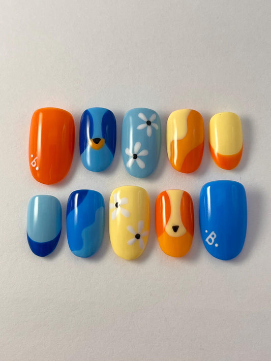 Bluey & Bingo Character Handpainted Press-On Nails