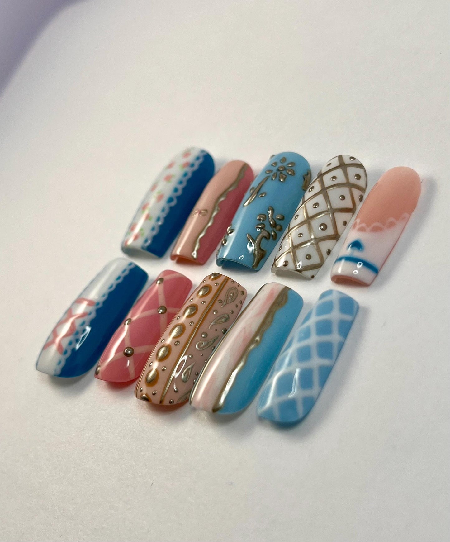 Barbie Princess and the Pauper Inspired Handpainted Press-On Nails