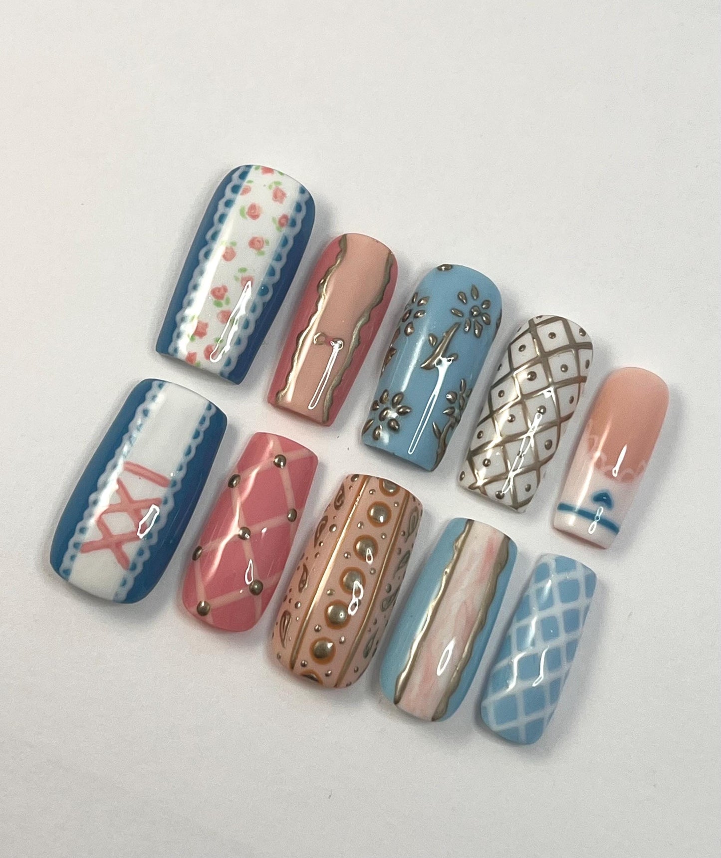 Barbie Princess and the Pauper Inspired Handpainted Press-On Nails