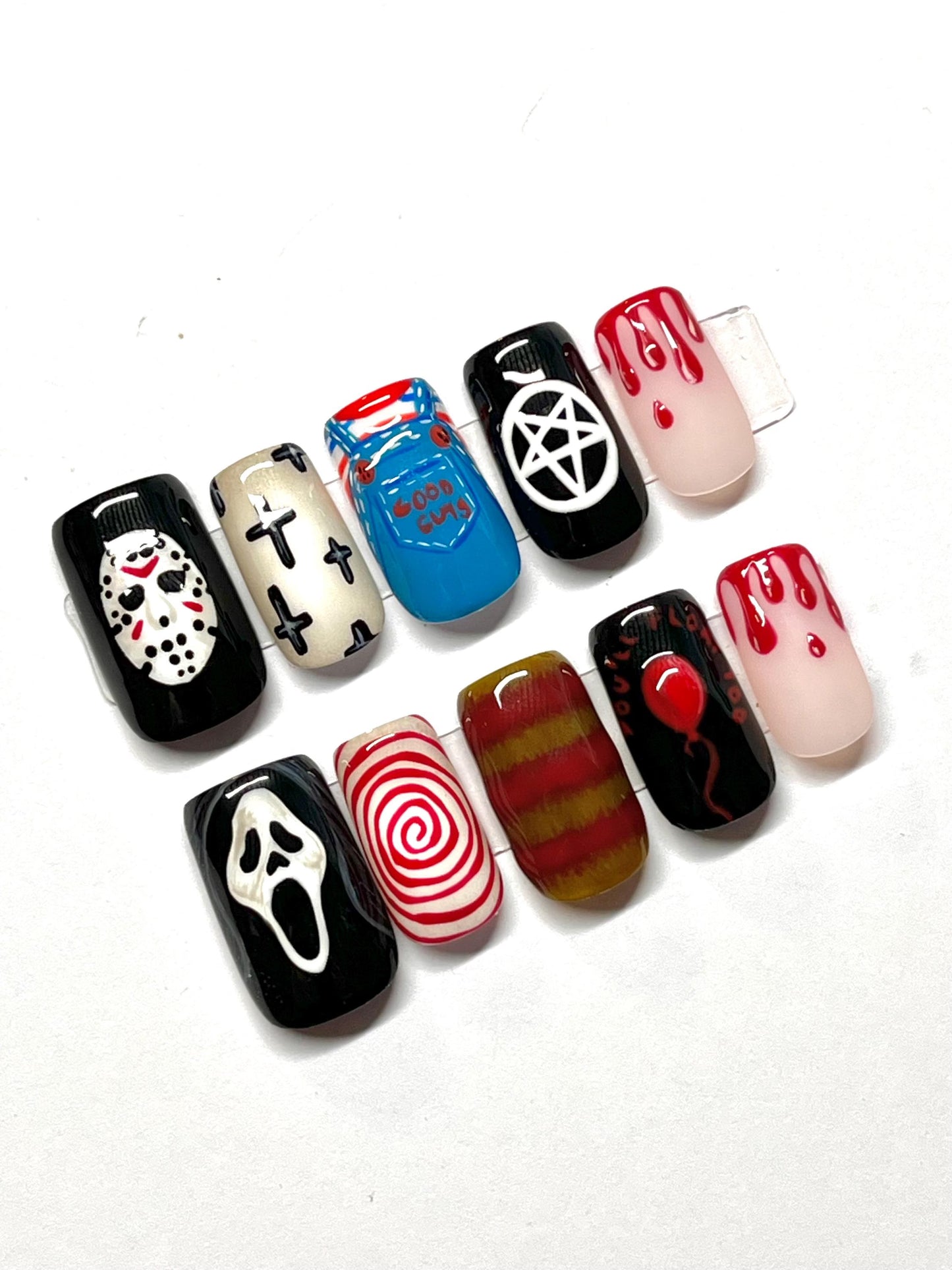 Classic Horror Movie Handpainted Press-On Nails
