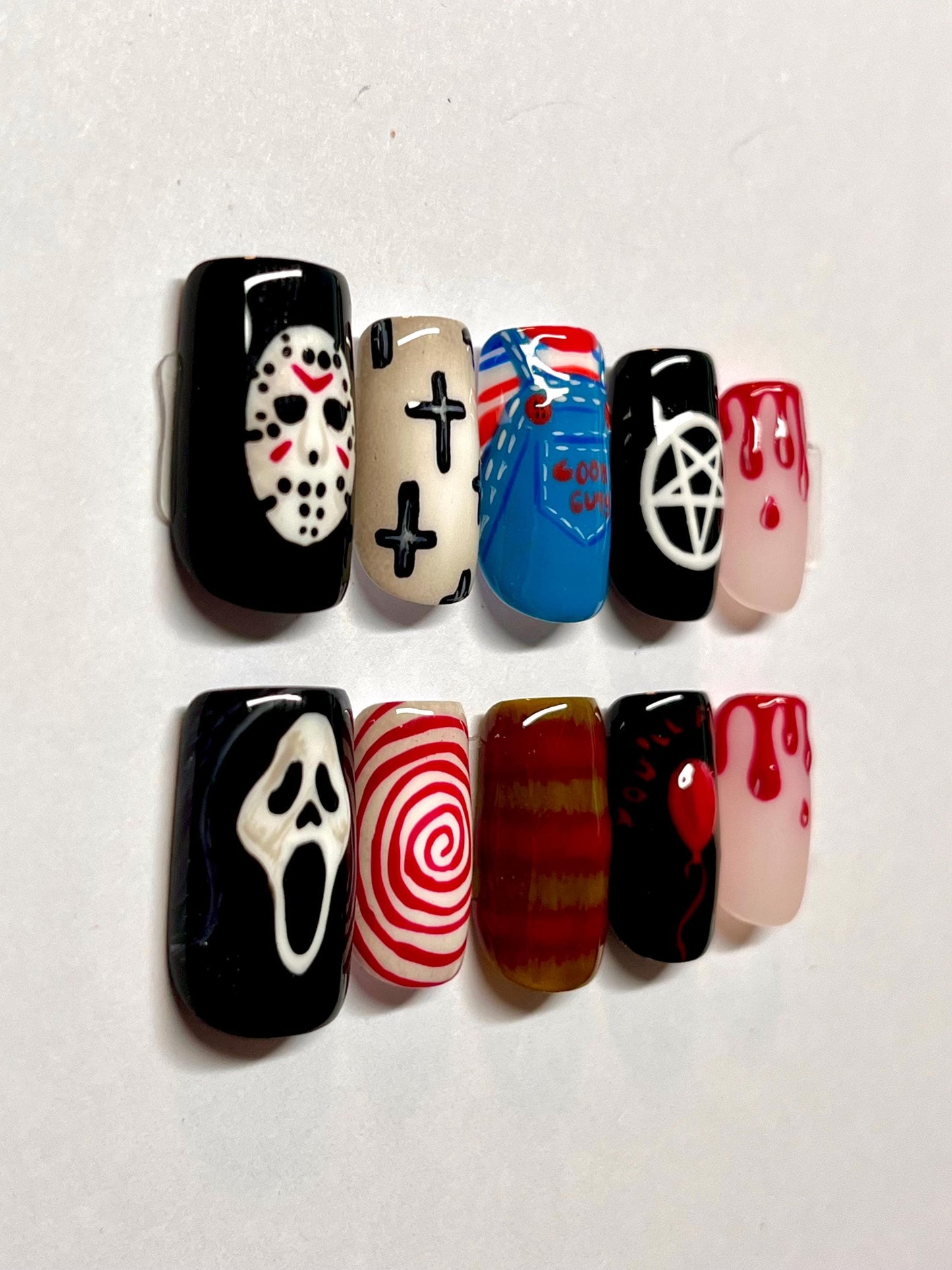 Classic Horror Movie Handpainted Press-On Nails
