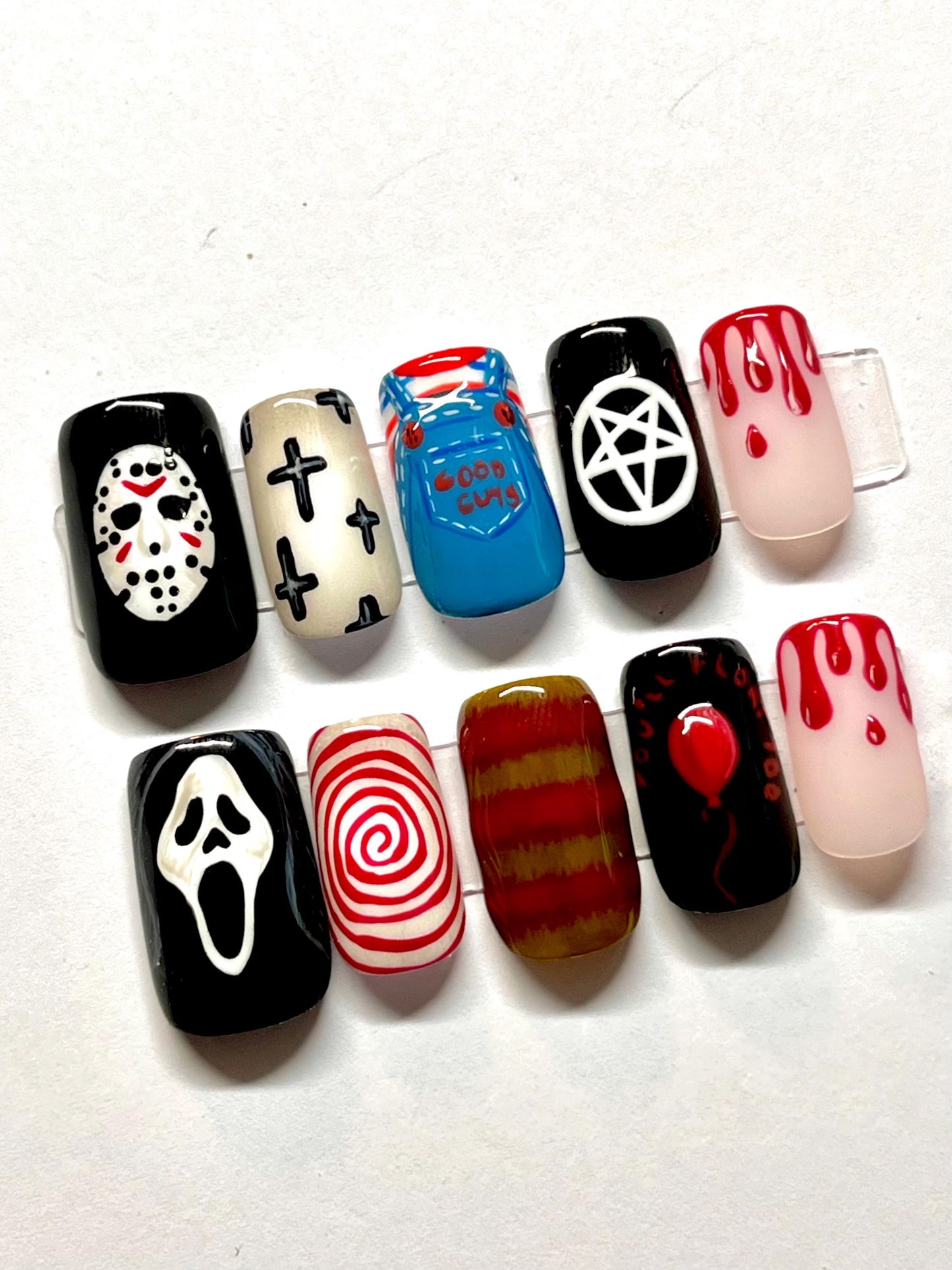 Classic Horror Movie Handpainted Press-On Nails