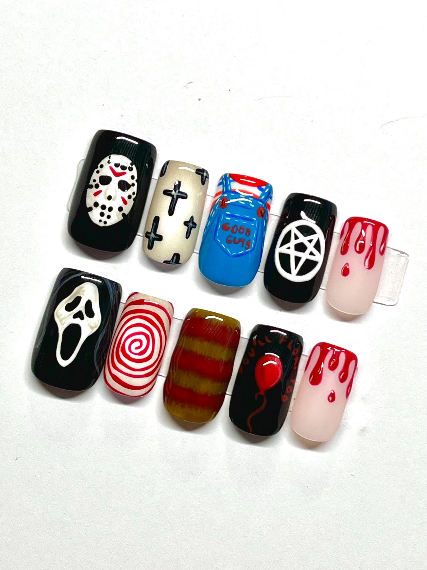 Classic Horror Movie Handpainted Press-On Nails