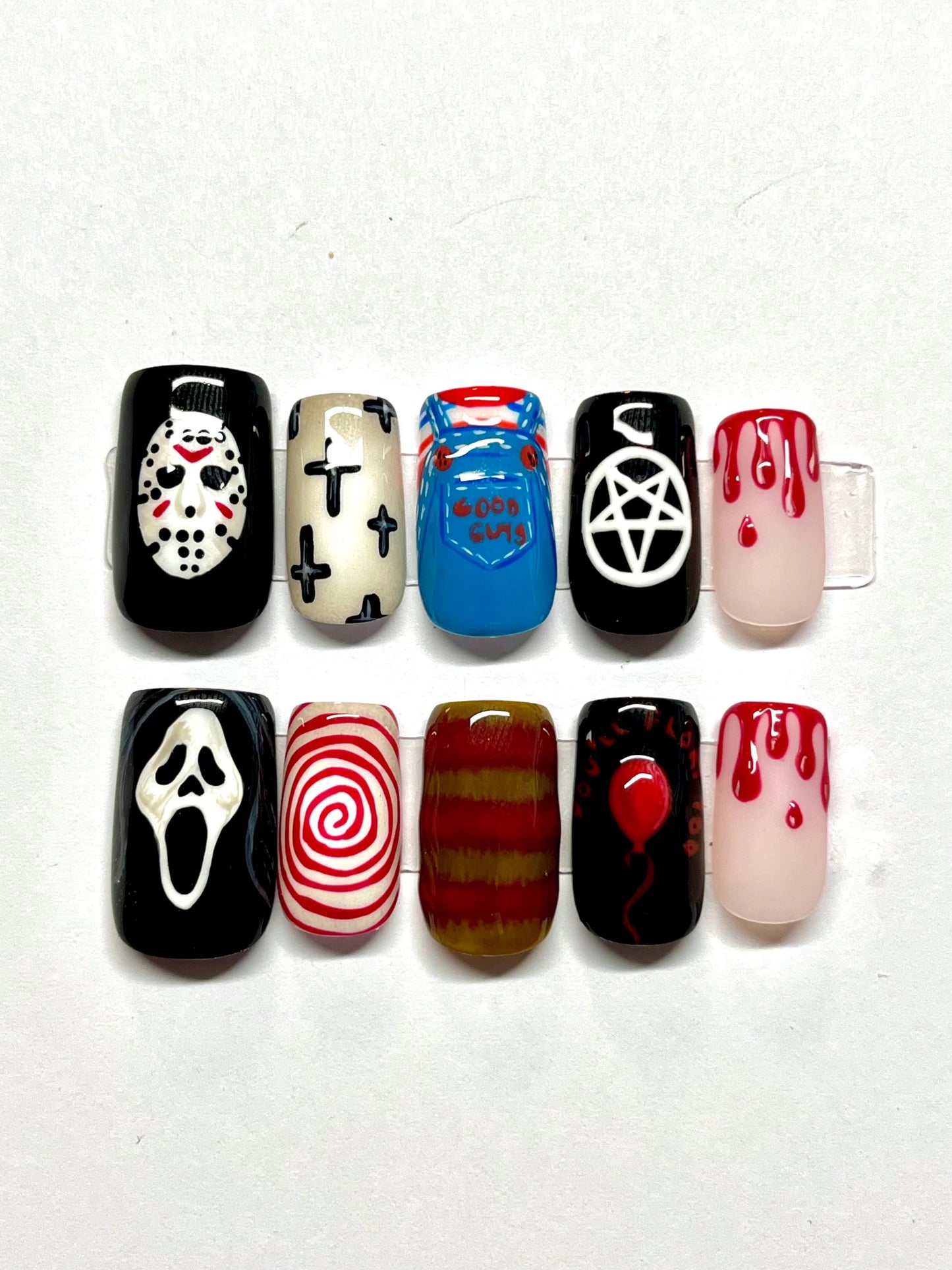 Classic Horror Movie Handpainted Press-On Nails